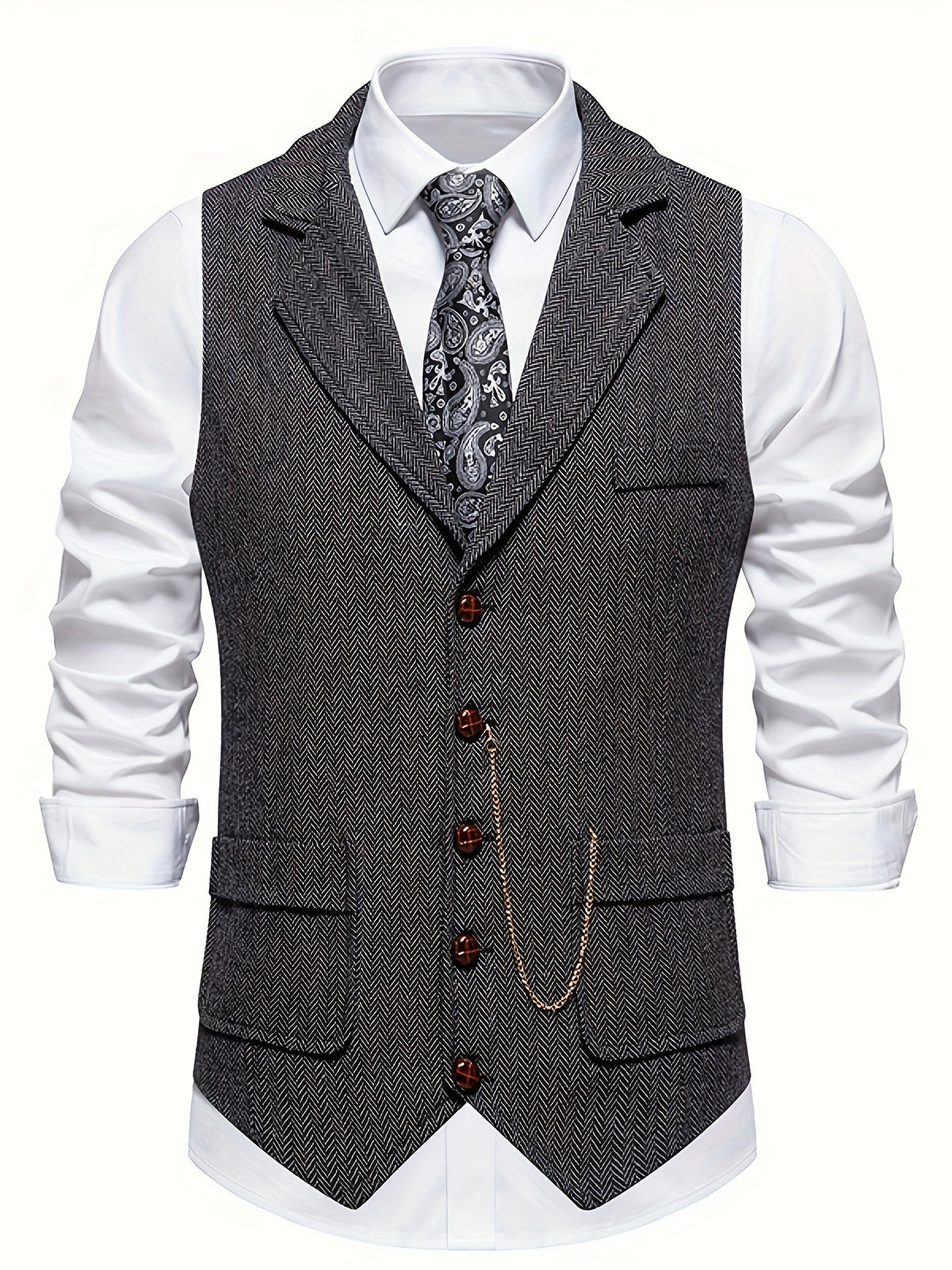 CHAIN LAPEL VEST FOR MEN
