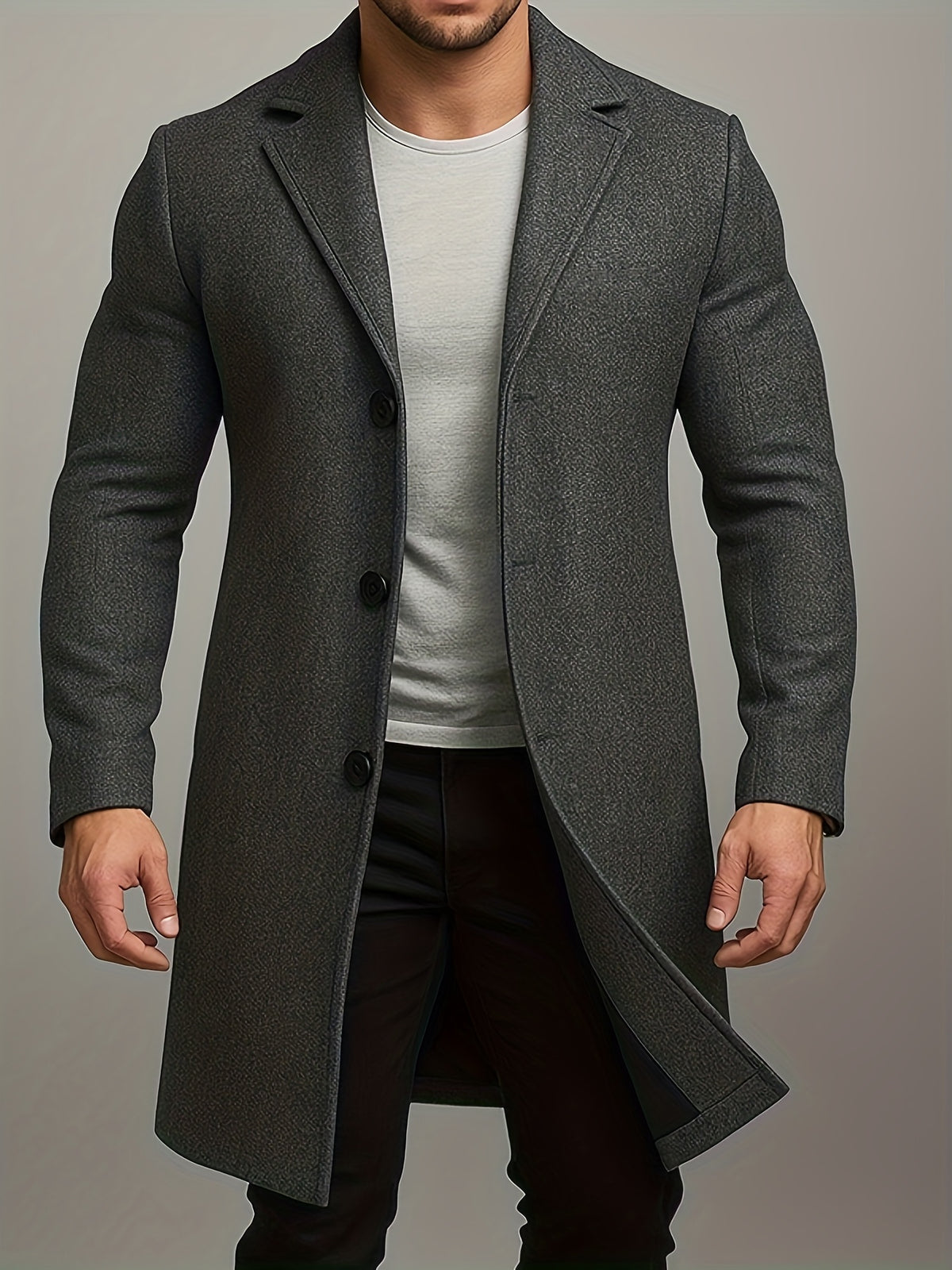 MID-LENGTH TWEED COAT FOR MEN
