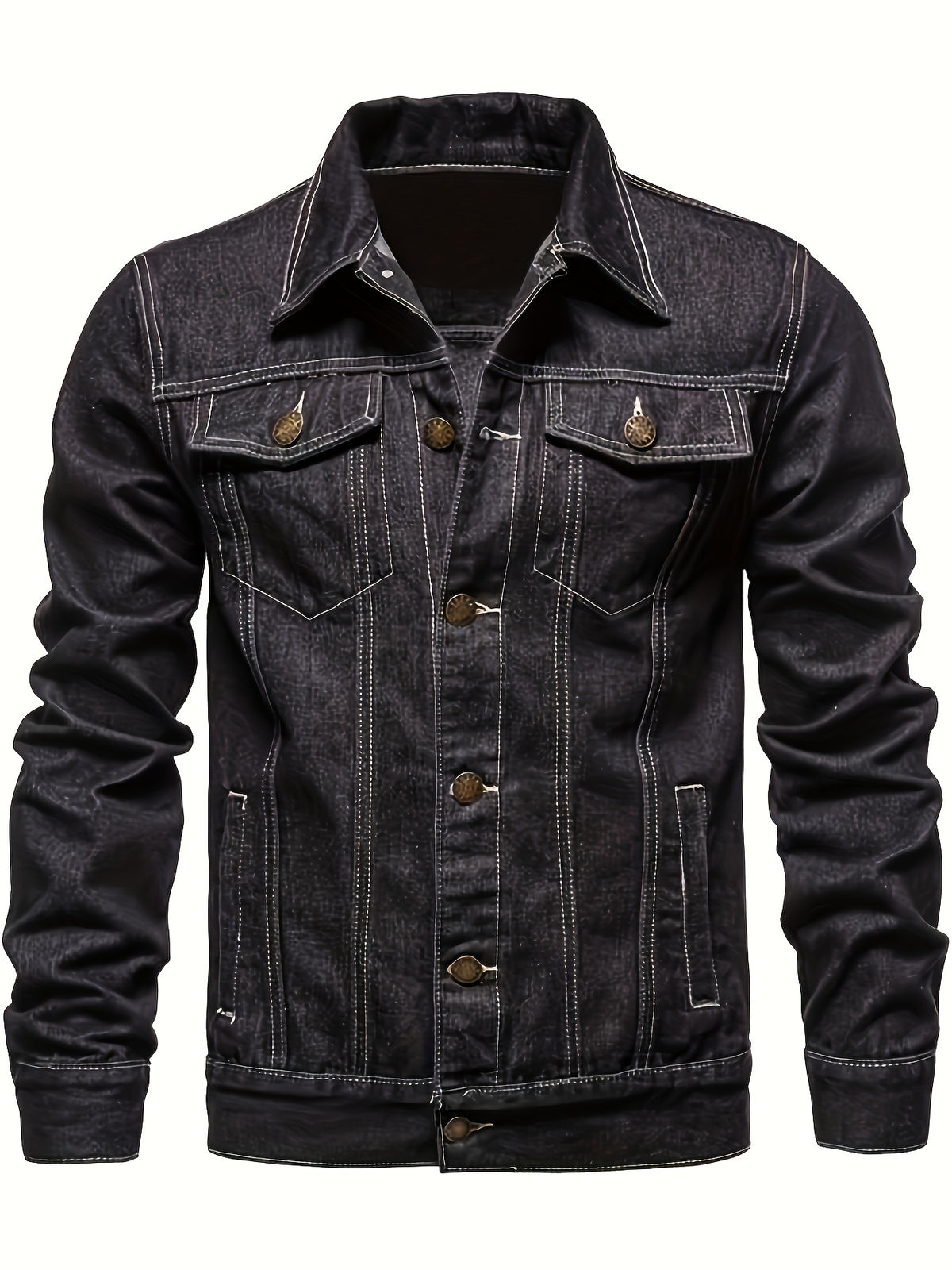 LAPEL DENIM JACKET FOR MEN