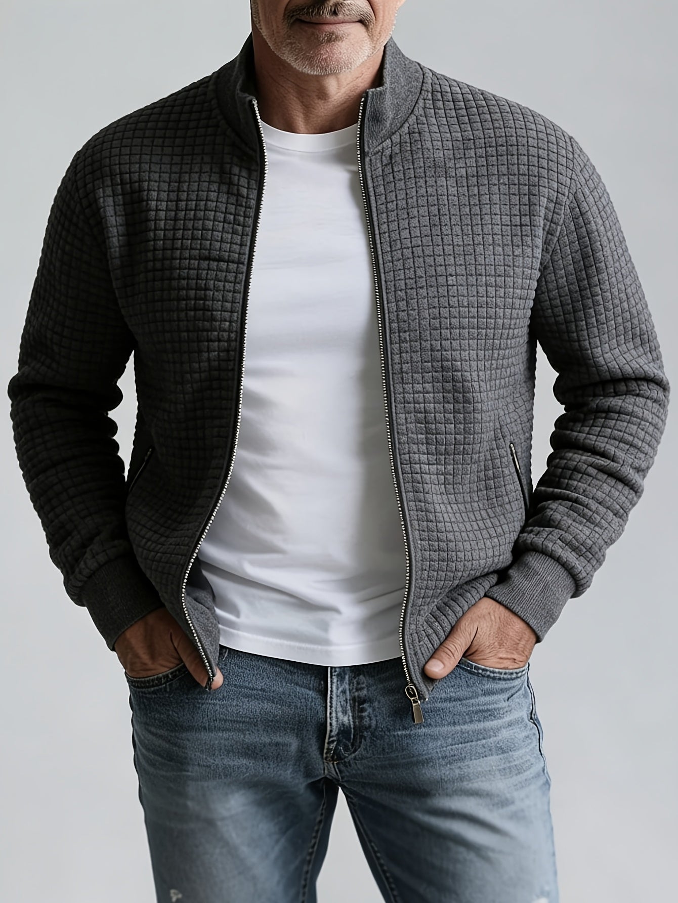 WAFFLE ZIP JACKET FOR MEN