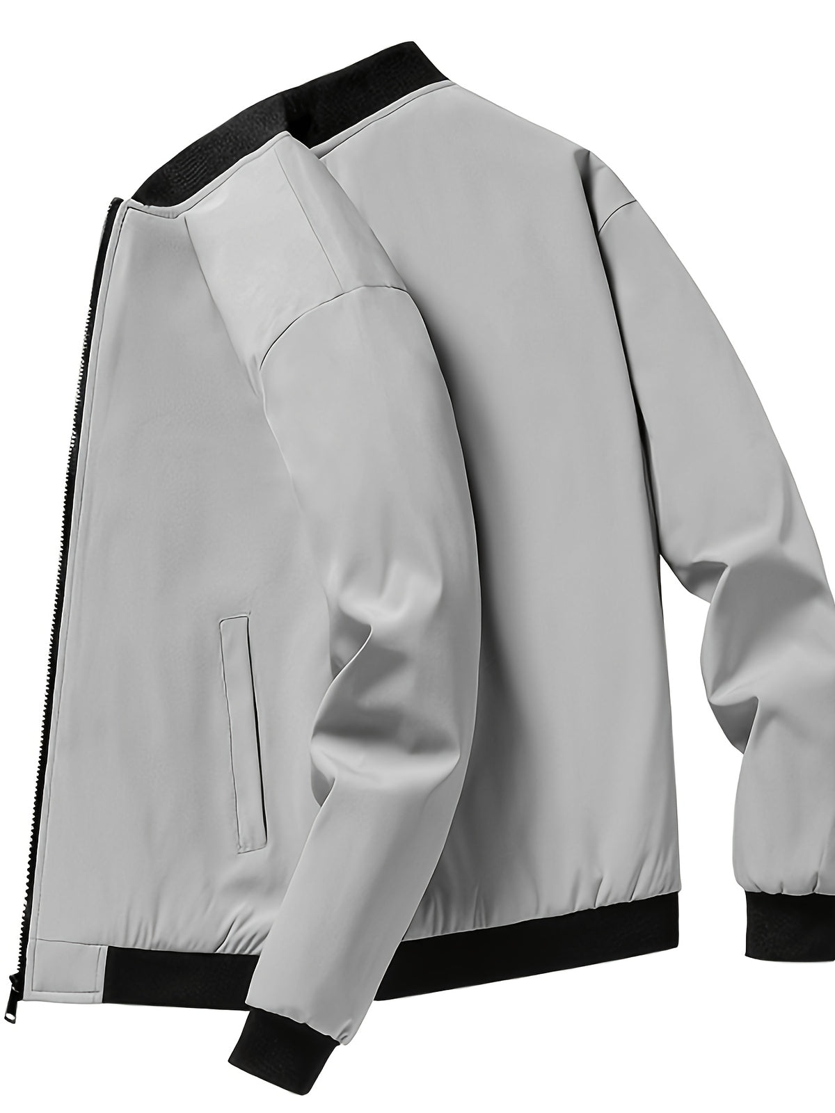SOLID ZIP BASEBALL JACKET FOR MEN