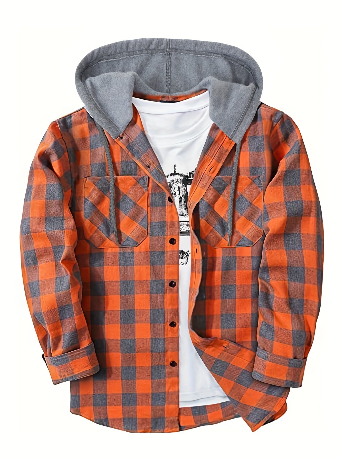 PLAID HOODED SHIRT FOR MEN