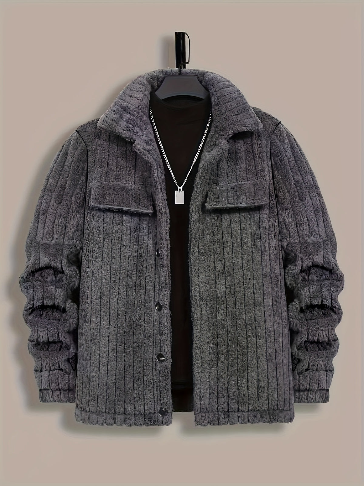 STRIPED LAPEL JACKET FOR MEN