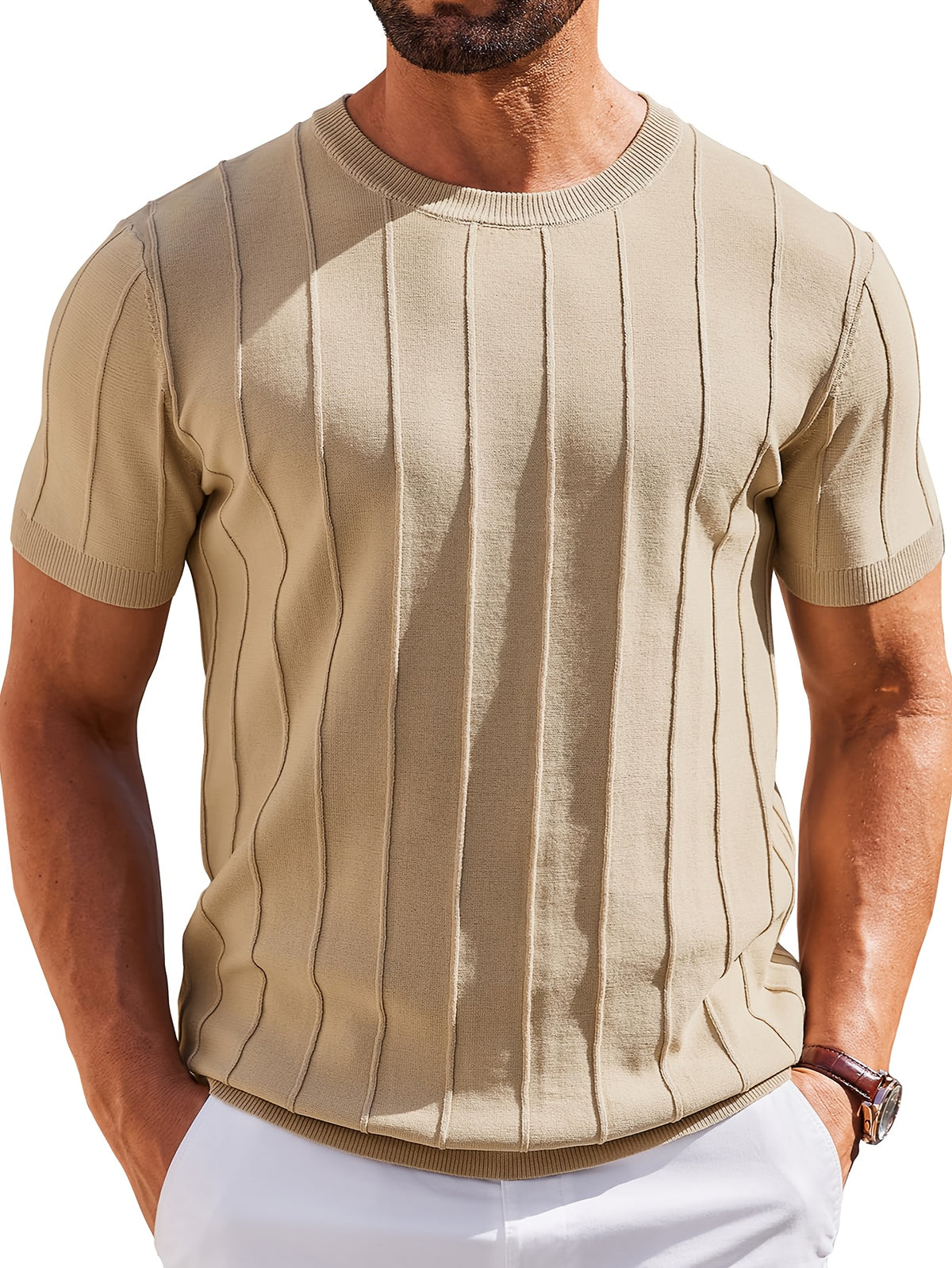 RIB-KNIT T-SHIRT FOR MEN