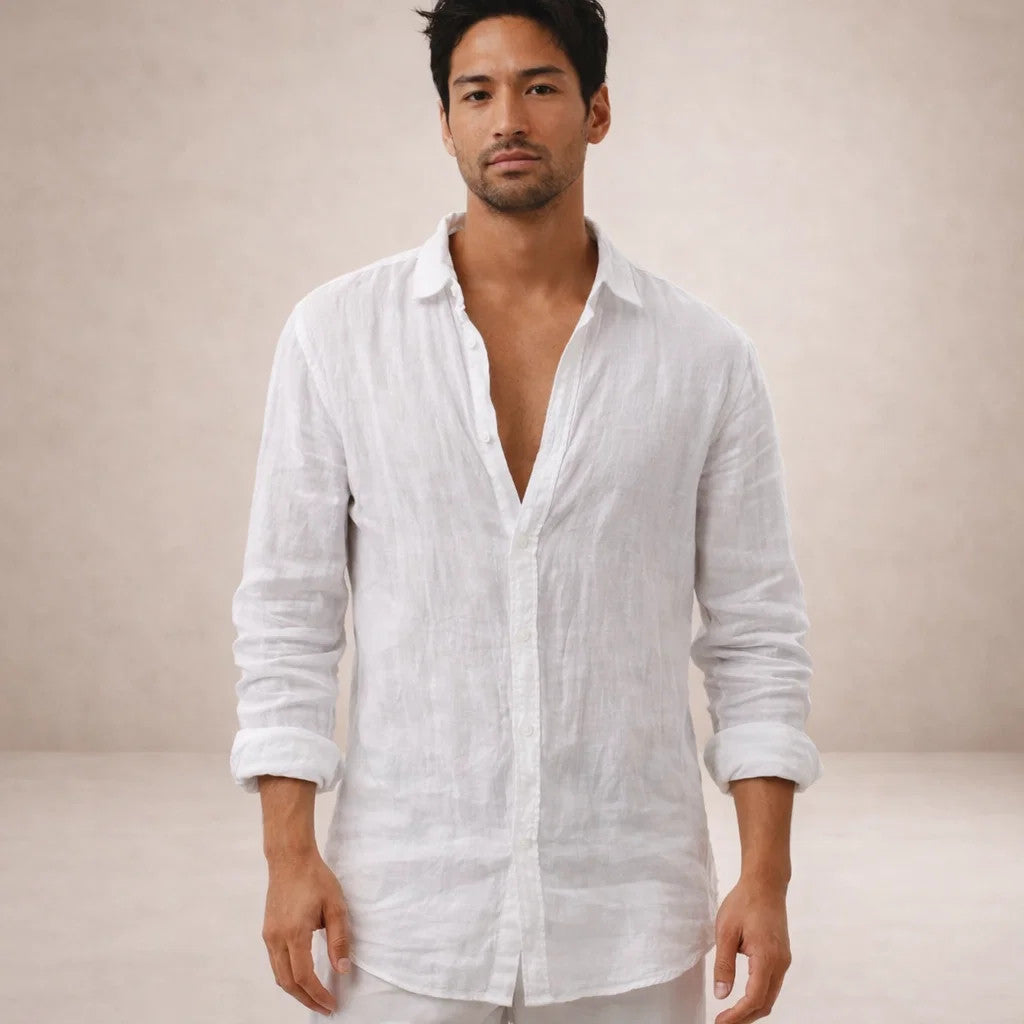 OPEN COLLAR COTTON SHIRT FOR MEN