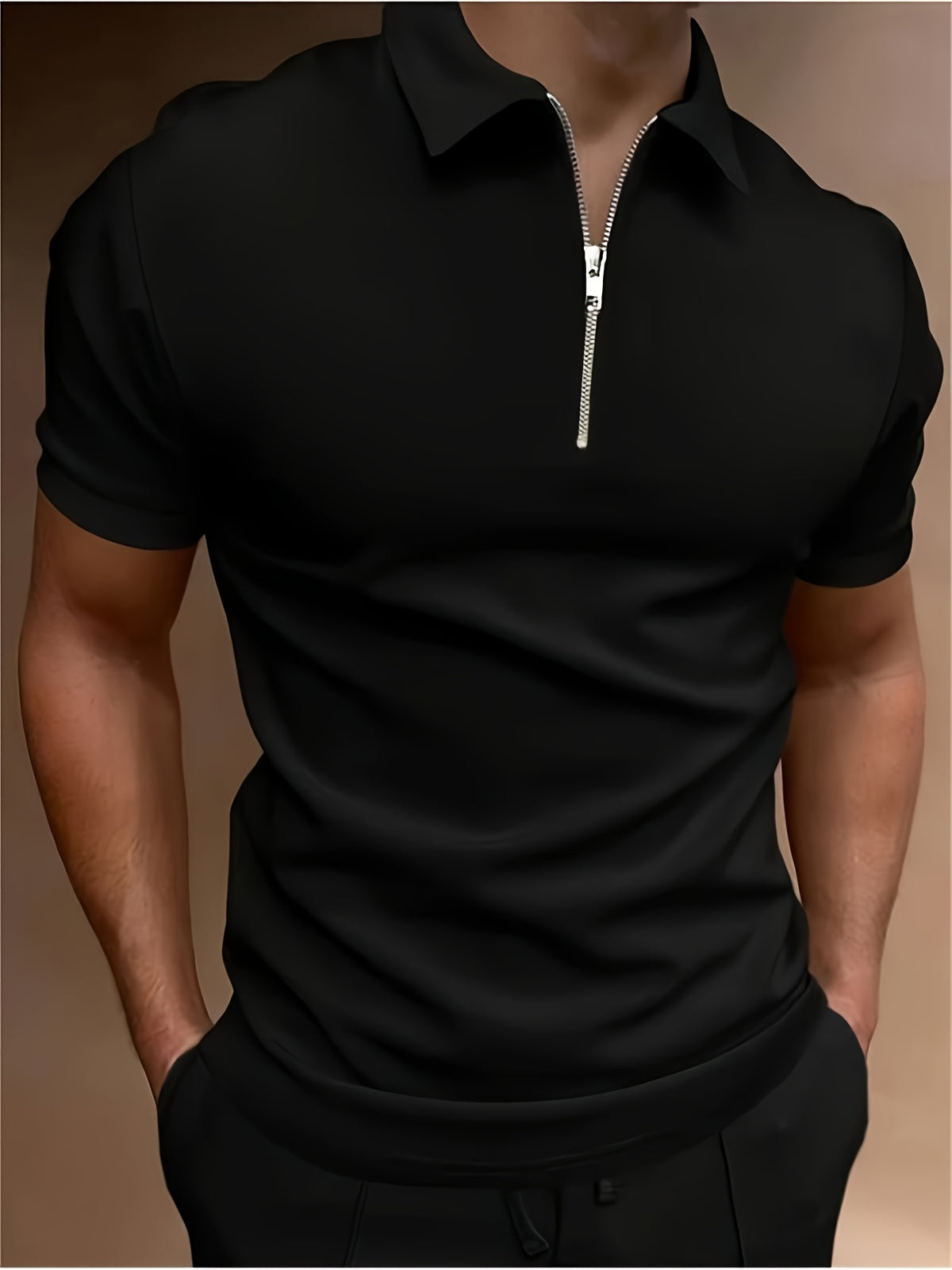 SHORT SLEEVE ZIP GOLF SHIRT FOR MEN