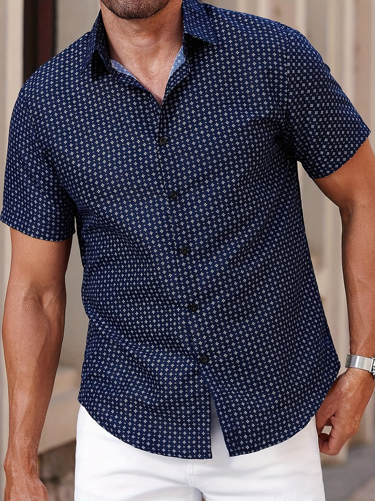 PRINTED LAPEL SHIRT FOR MEN