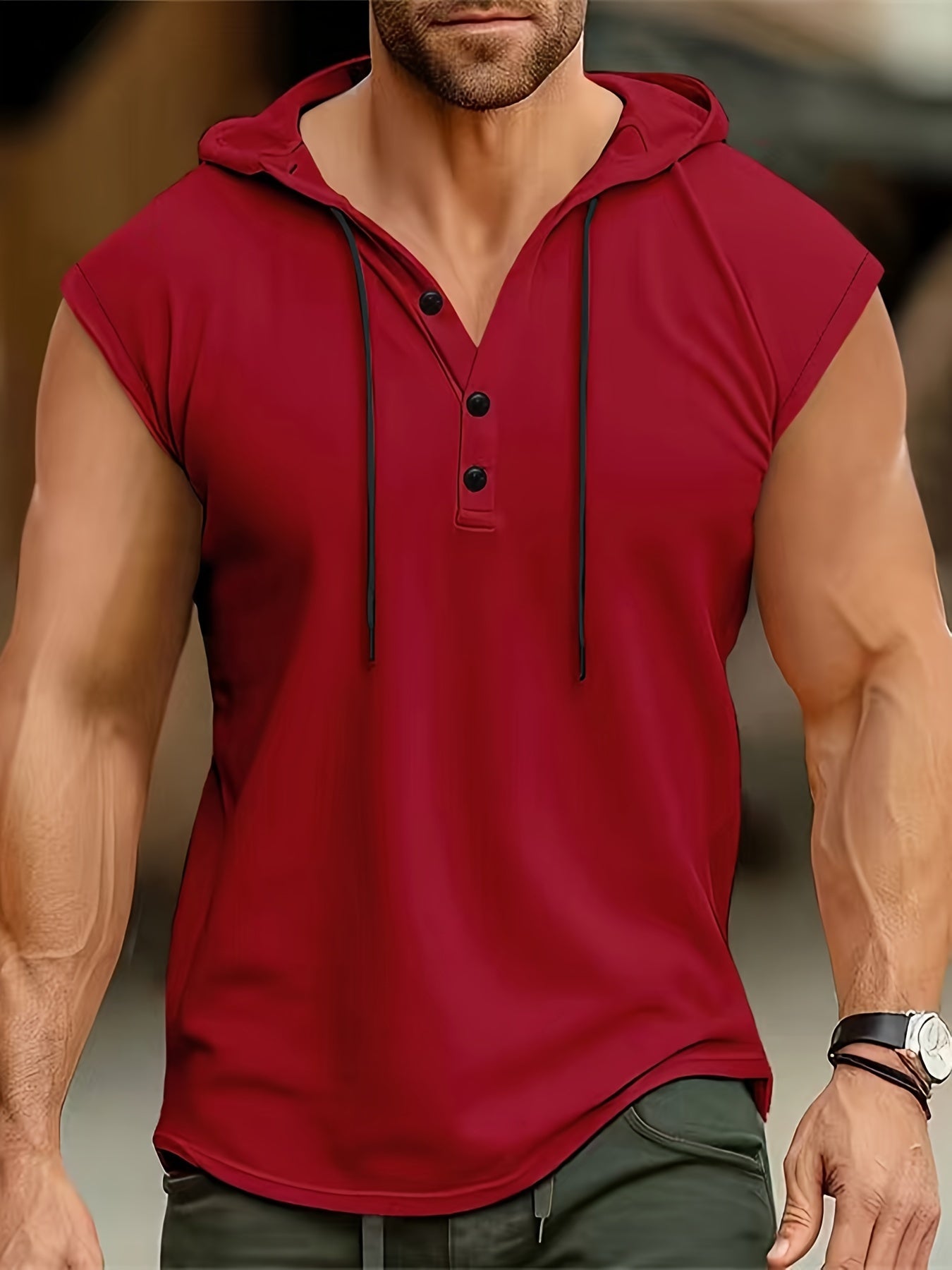 HOODED HENLEY SHIRT FOR MEN