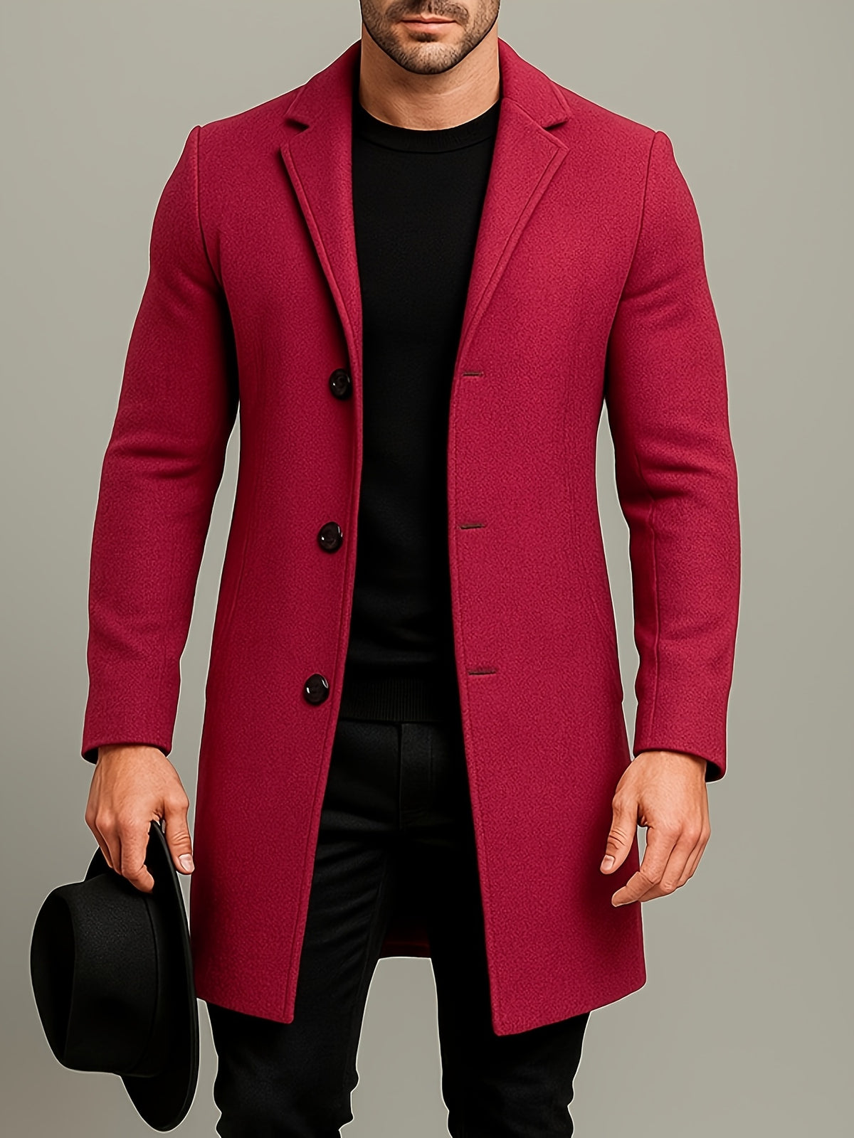 MID-LENGTH TWEED COAT FOR MEN