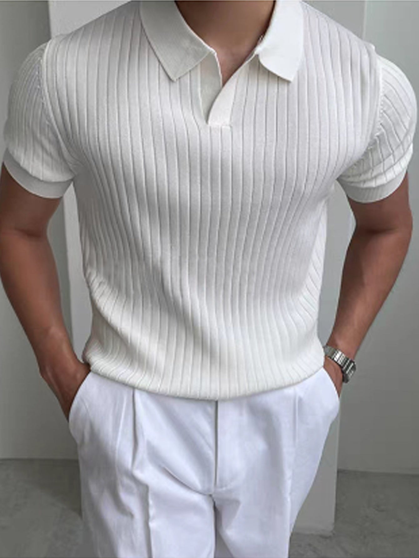 VISCOSE KNIT POLO FOR MEN
