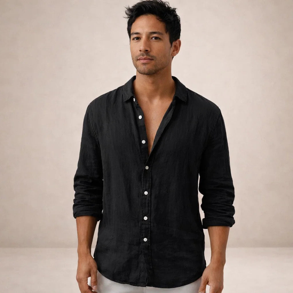 OPEN COLLAR COTTON SHIRT FOR MEN