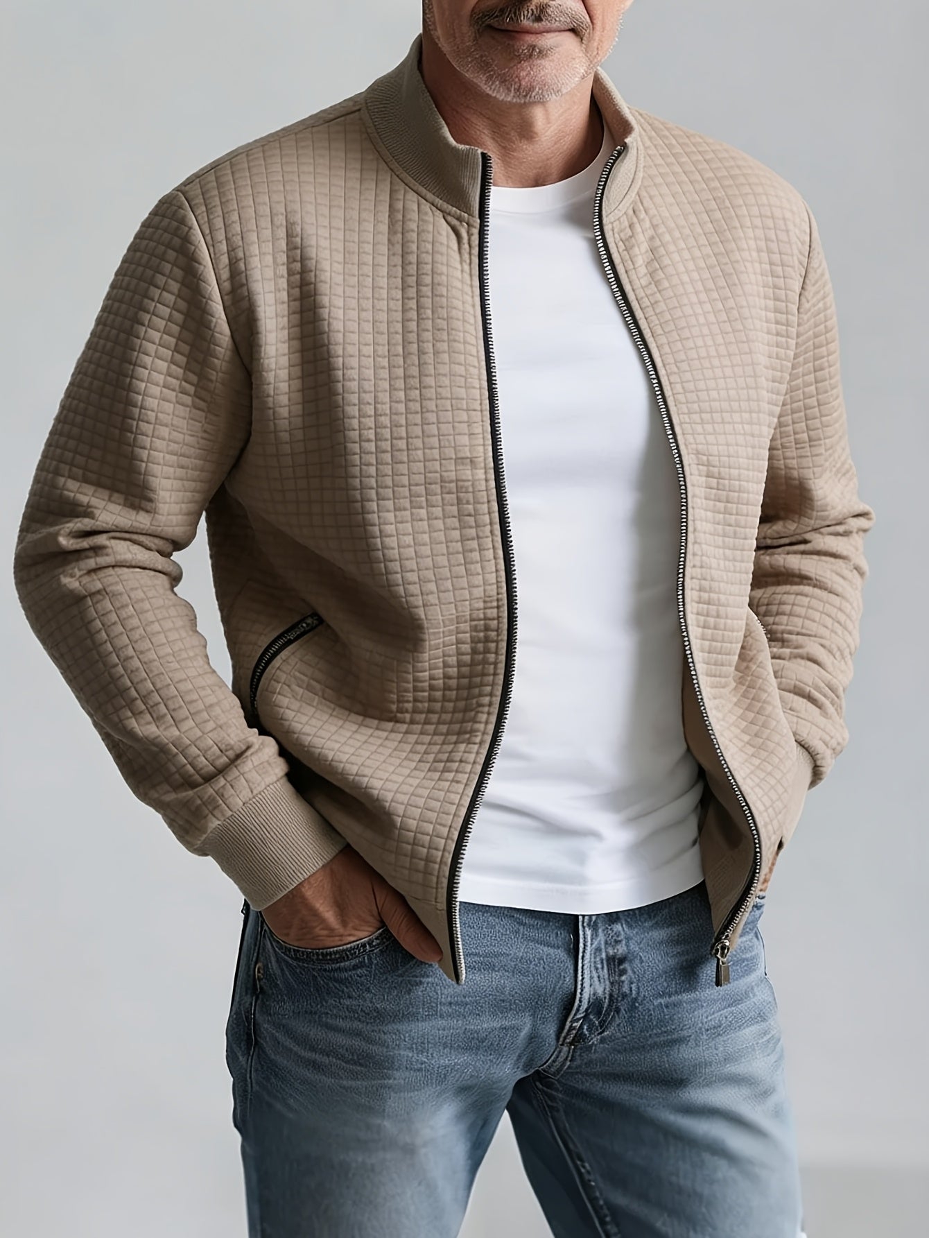 WAFFLE KNIT JACKET FOR MEN