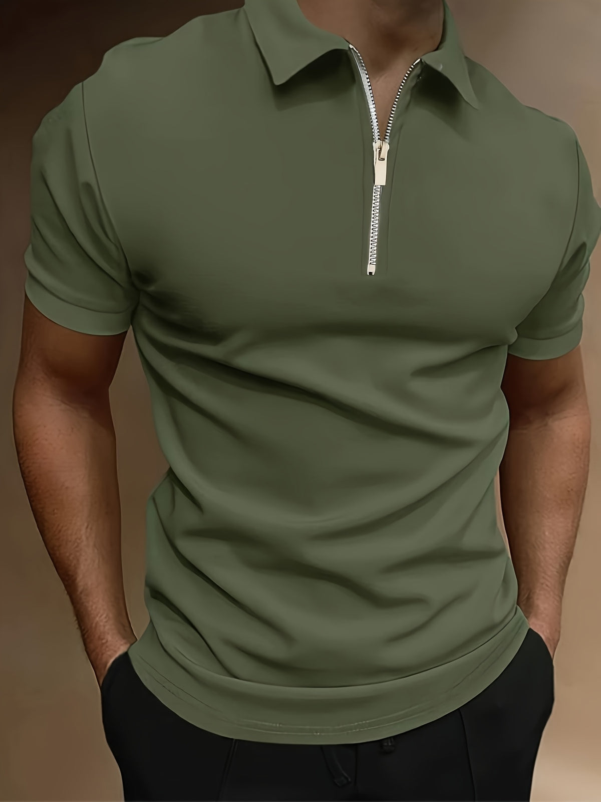 SHORT SLEEVE ZIP GOLF SHIRT FOR MEN