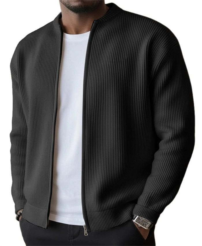 RIBBED ZIP CARDIGAN JACKET FOR MEN