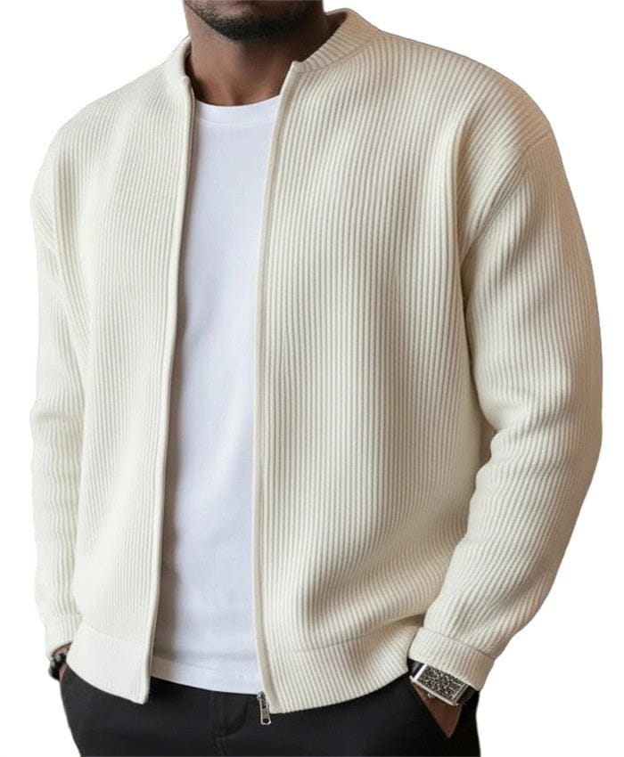 RIBBED ZIP CARDIGAN JACKET FOR MEN