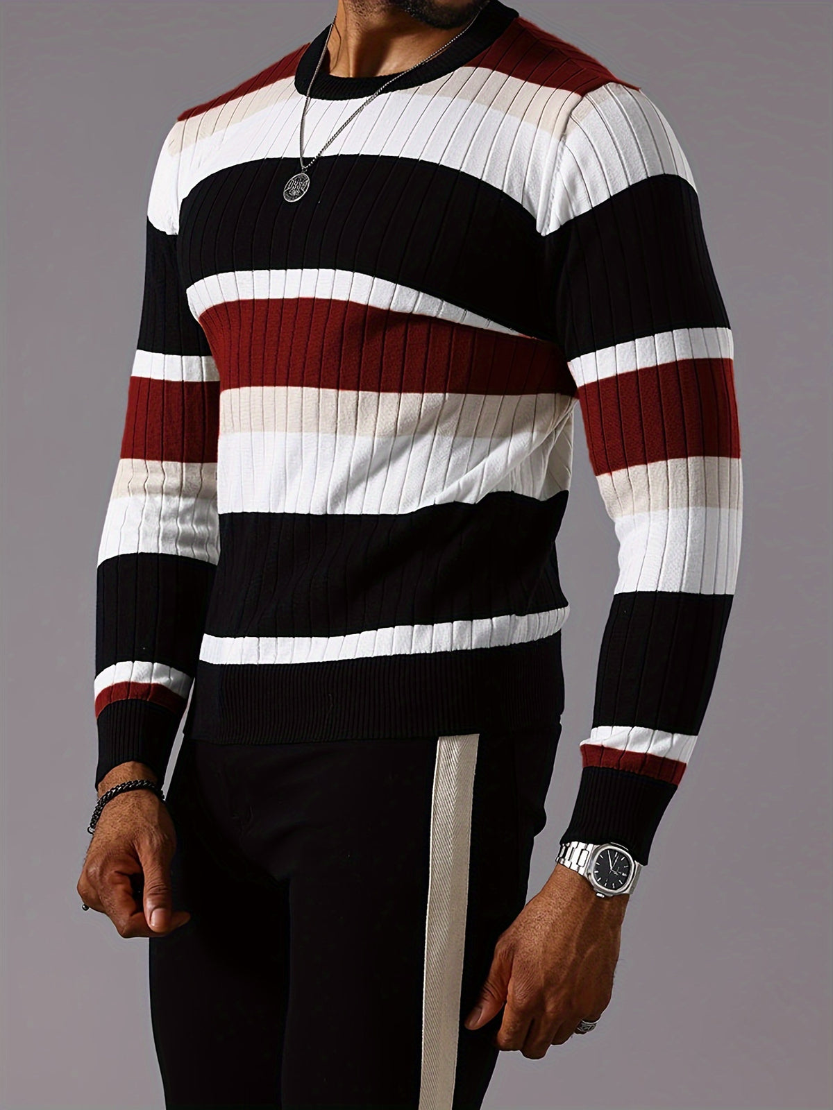 COLORBLOCK RIB-KNIT SWEATER FOR MEN