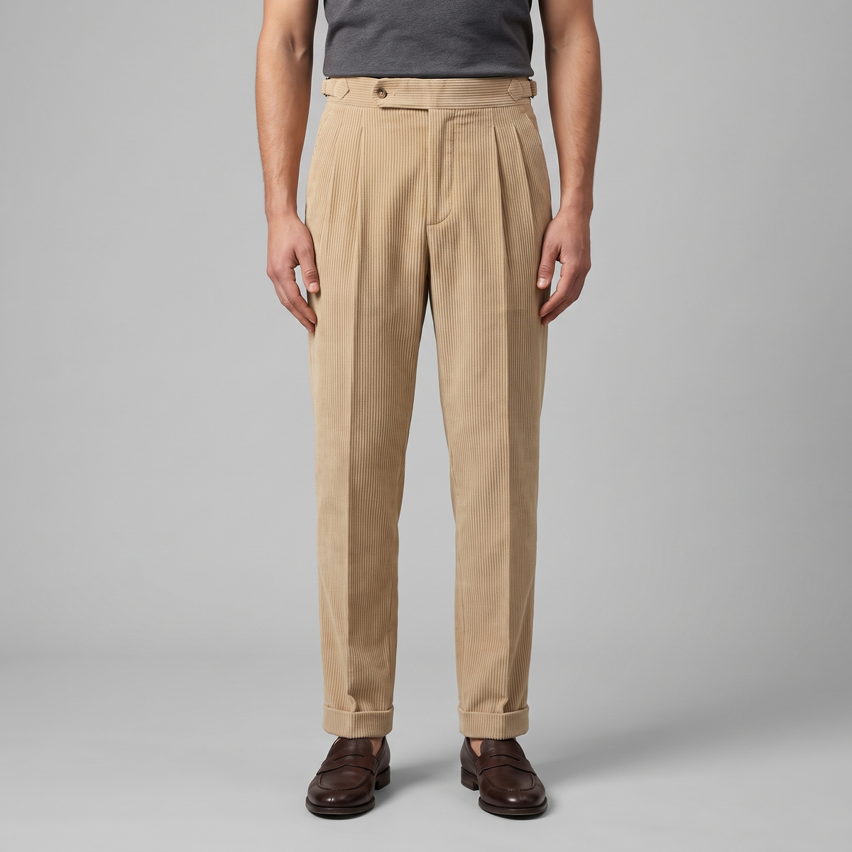 PLEATED CORDUROY TROUSERS FOR MEN
