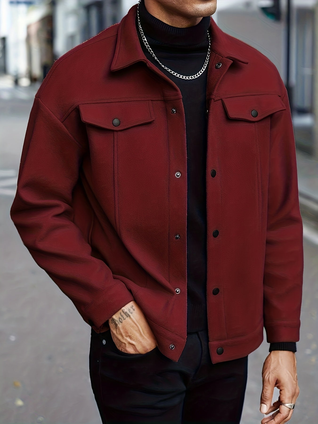 BUTTON-FRONT JACKET FOR MEN