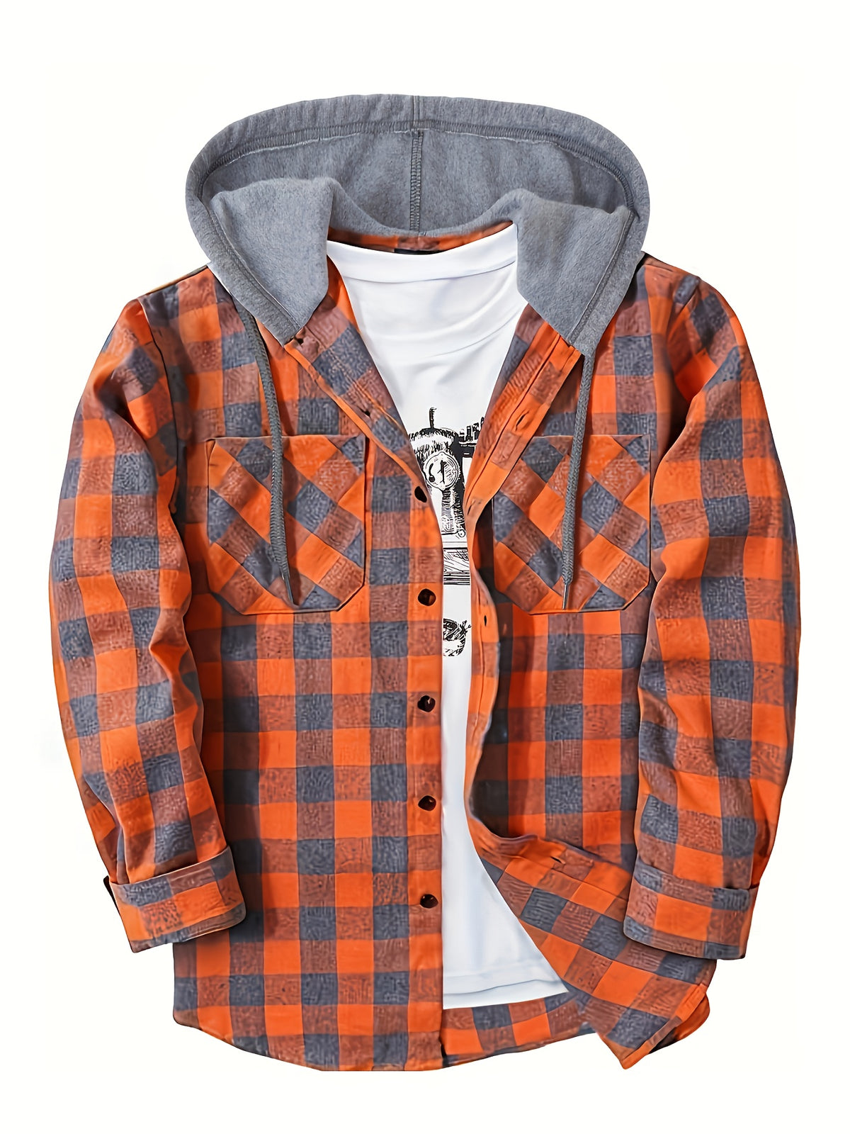 PLAID HOODED SWEATSHIRT FOR MEN