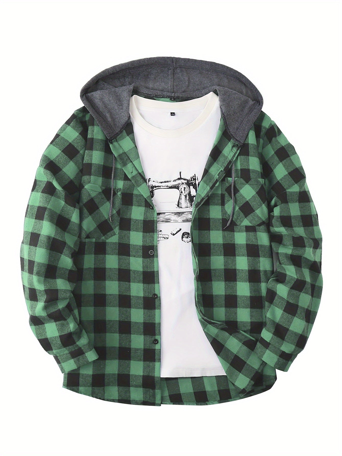 PLAID HOODED SHIRT FOR MEN