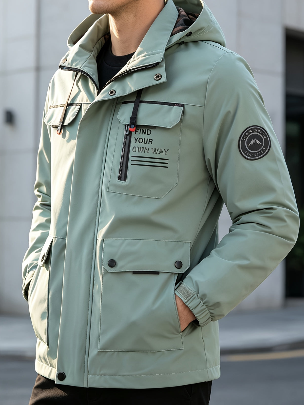 HOODED ALPHABET ZIP JACKET FOR MEN