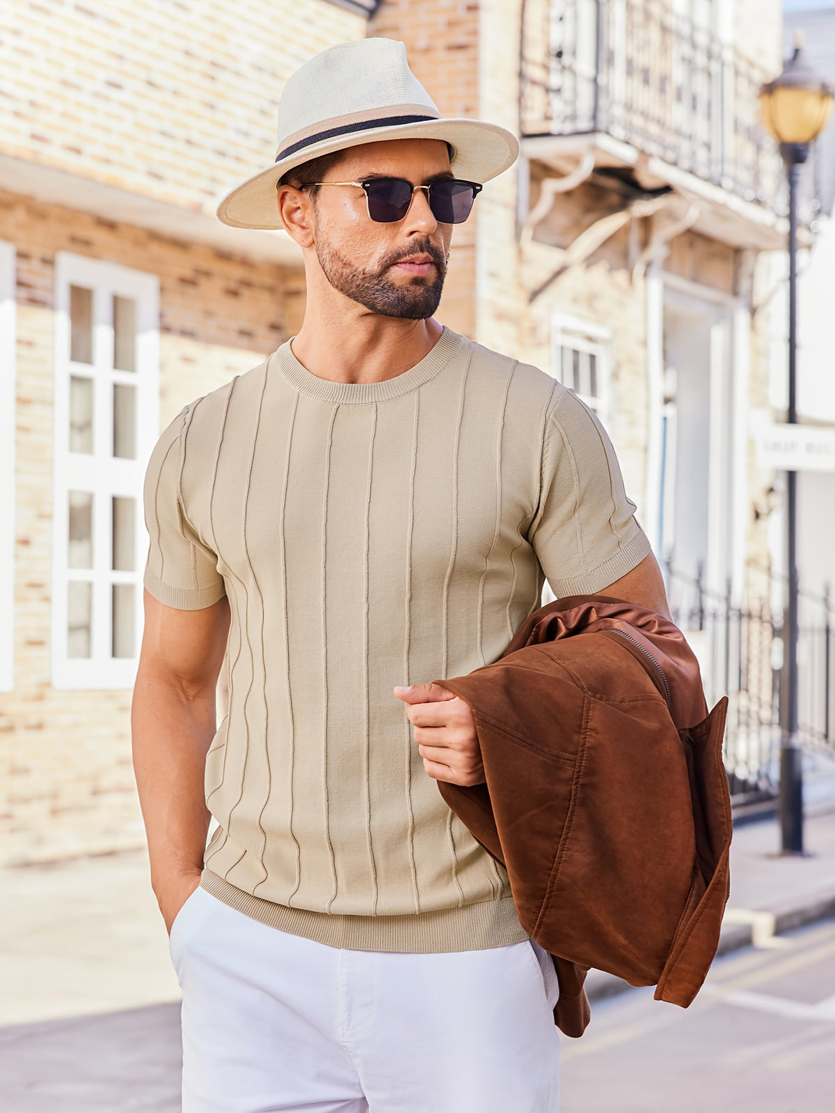RIB-KNIT T-SHIRT FOR MEN