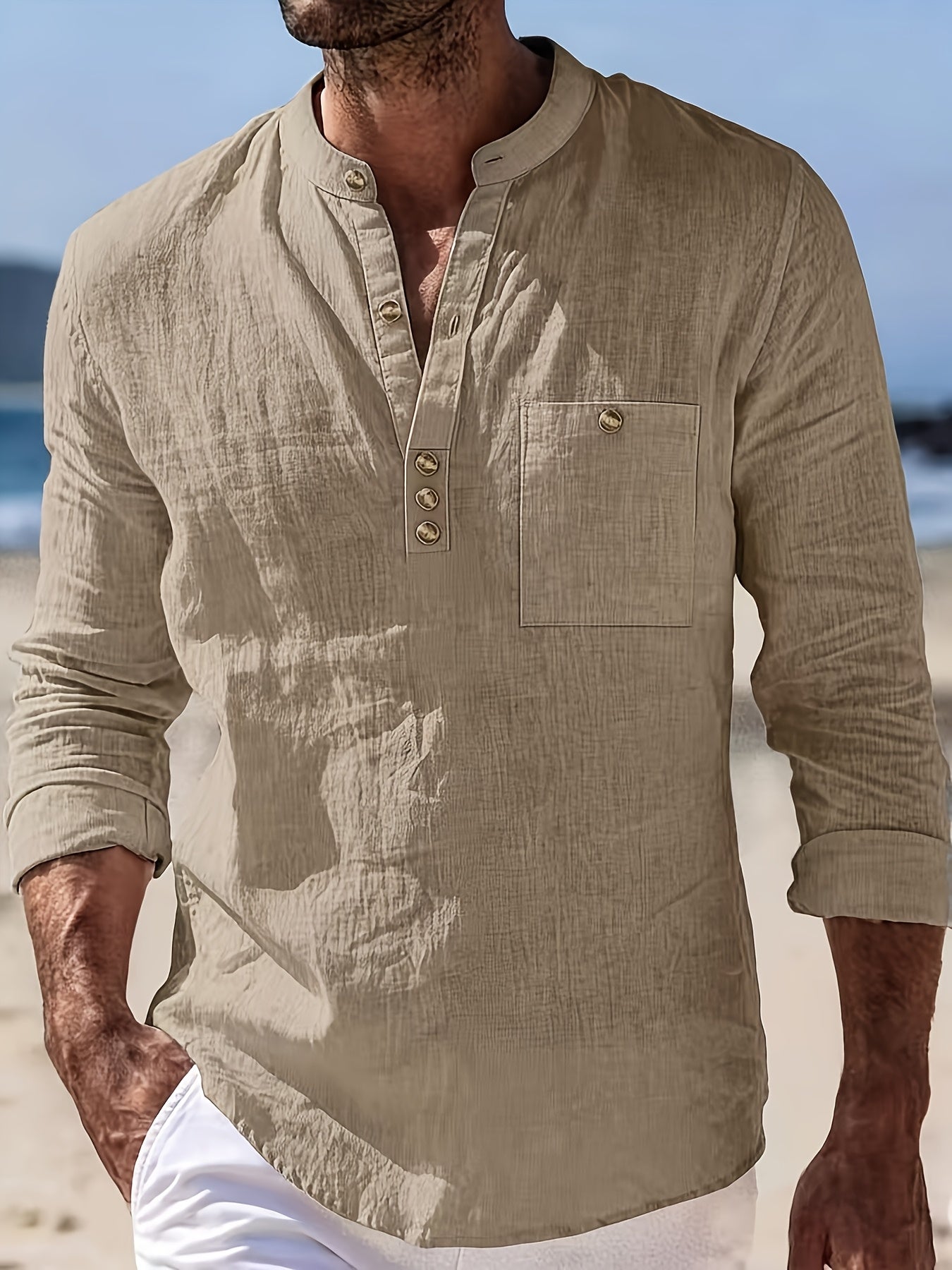 LOOSE STAND COLLAR SHIRT FOR MEN