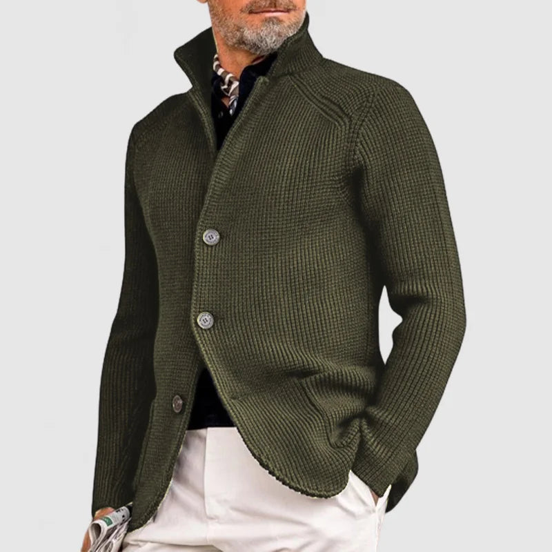 STAND COLLAR KNIT CARDIGAN FOR MEN