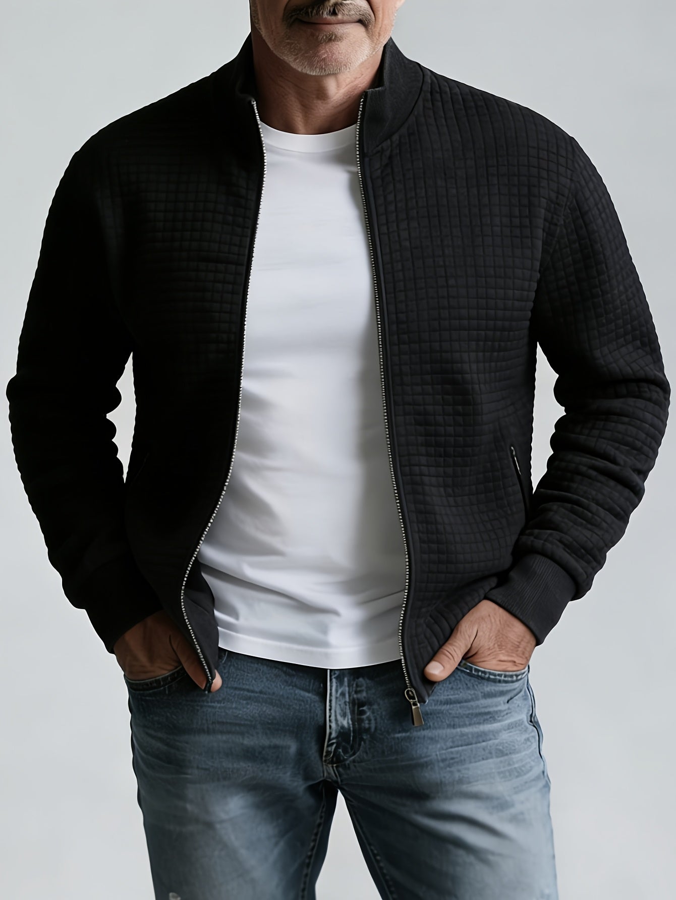WAFFLE ZIP JACKET FOR MEN