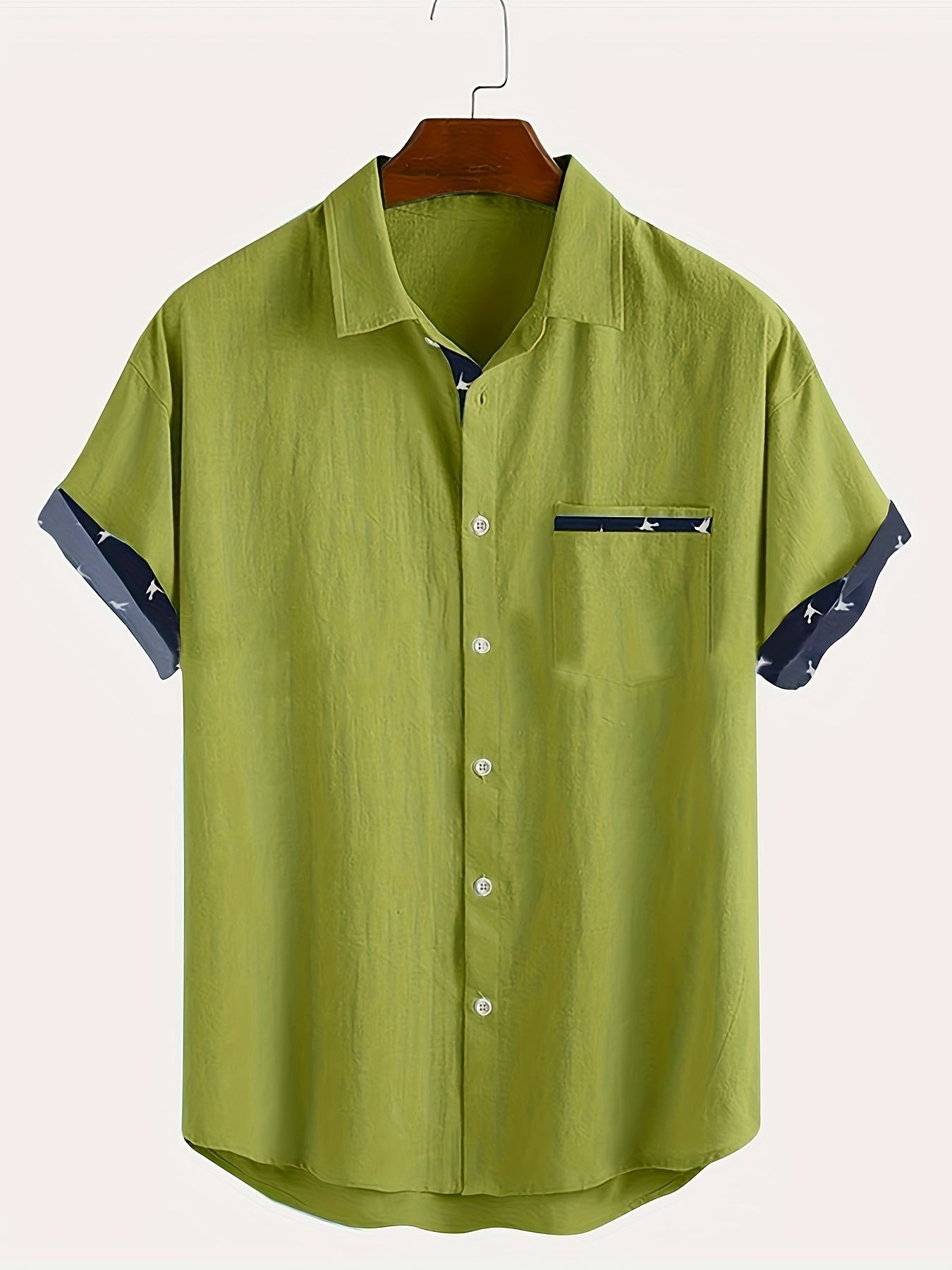 LINEN BLEND LAPEL SHIRT FOR MEN