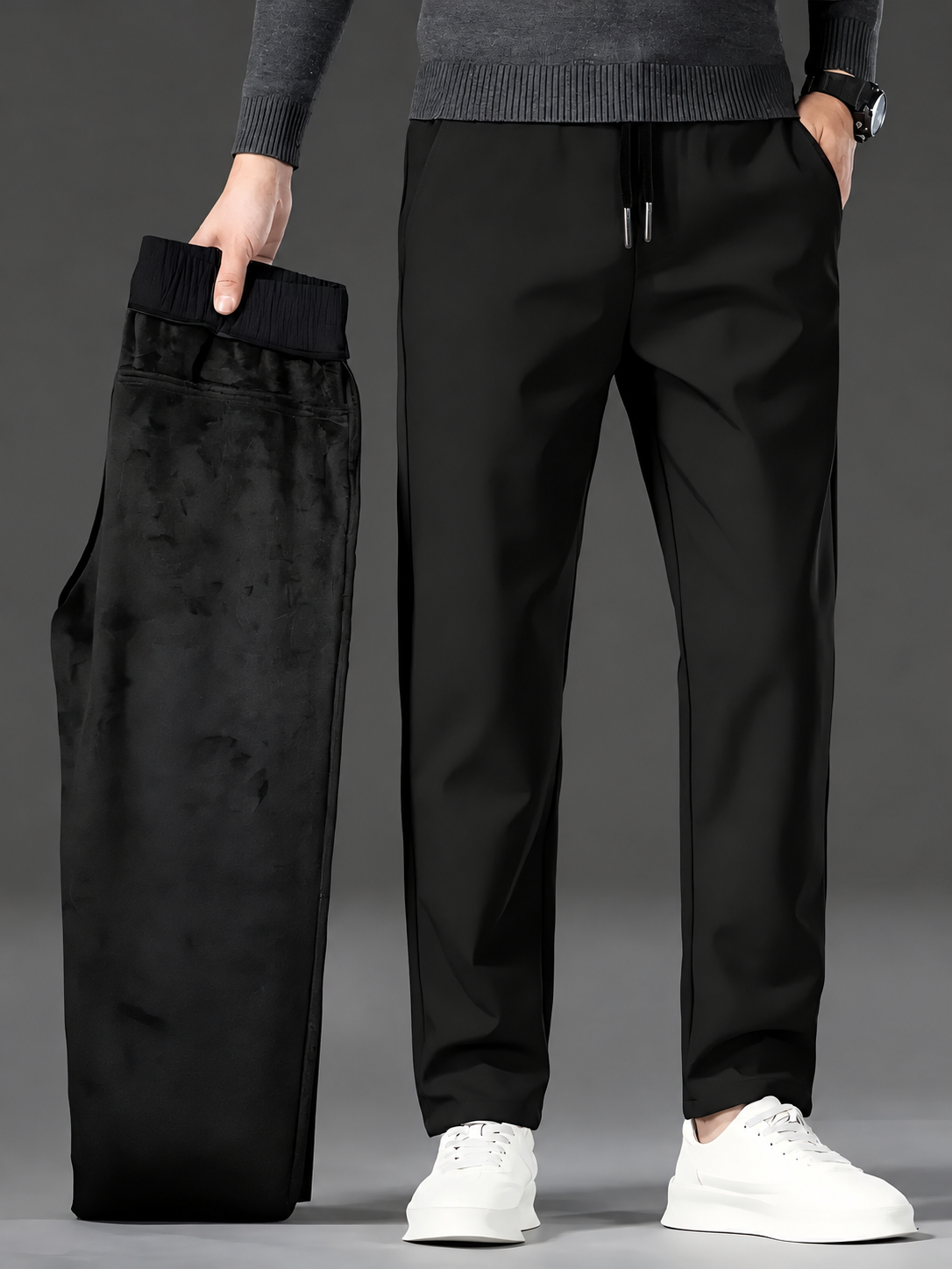 CROPPED FLEECE-LINED TROUSERS FOR MEN