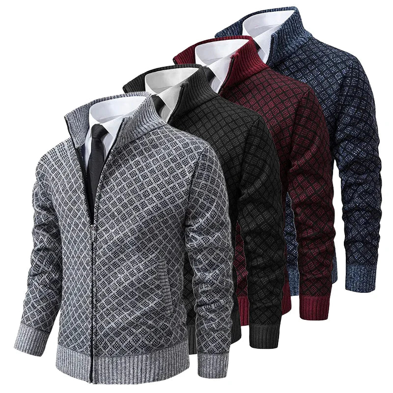 WAFFLE ZIP CARDIGAN FOR MEN