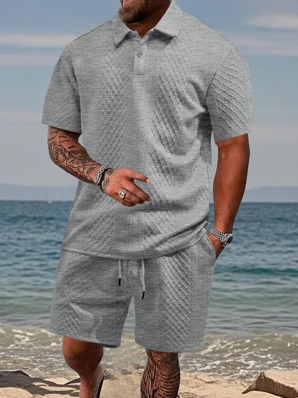 TEXTURED POLO SET FOR MEN