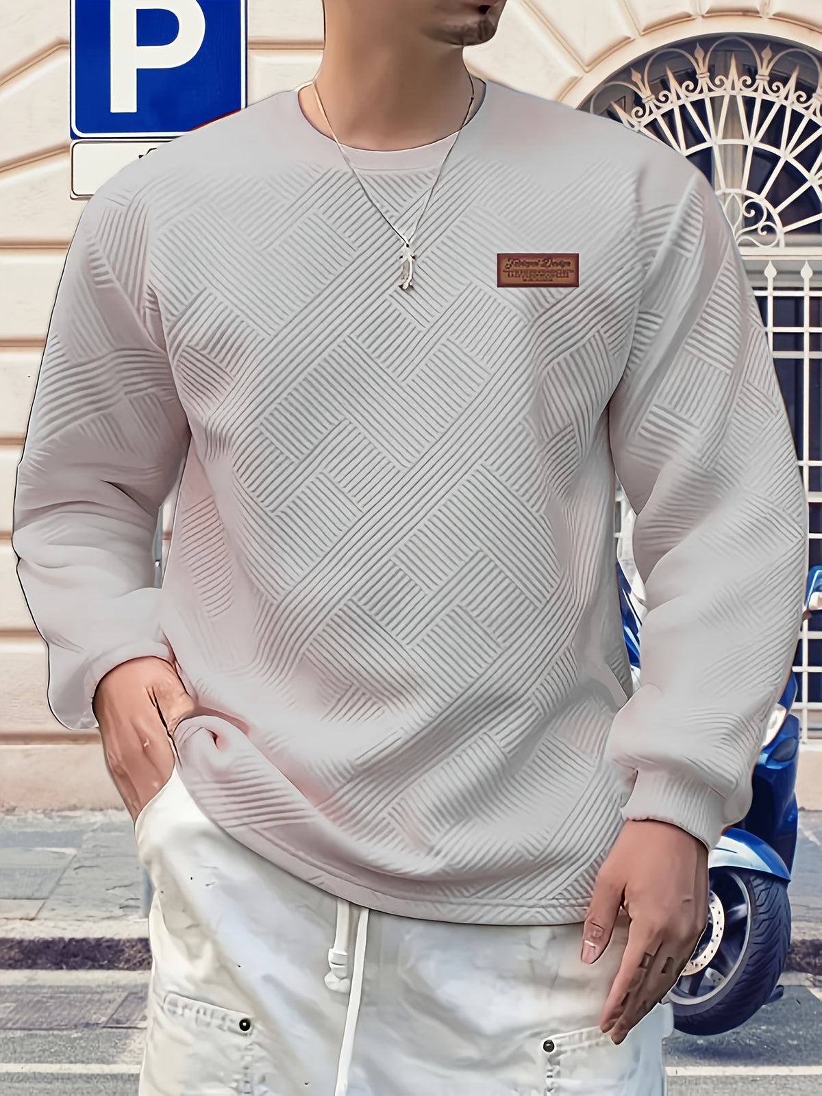 JACQUARD CREW NECK SWEATSHIRT FOR MEN
