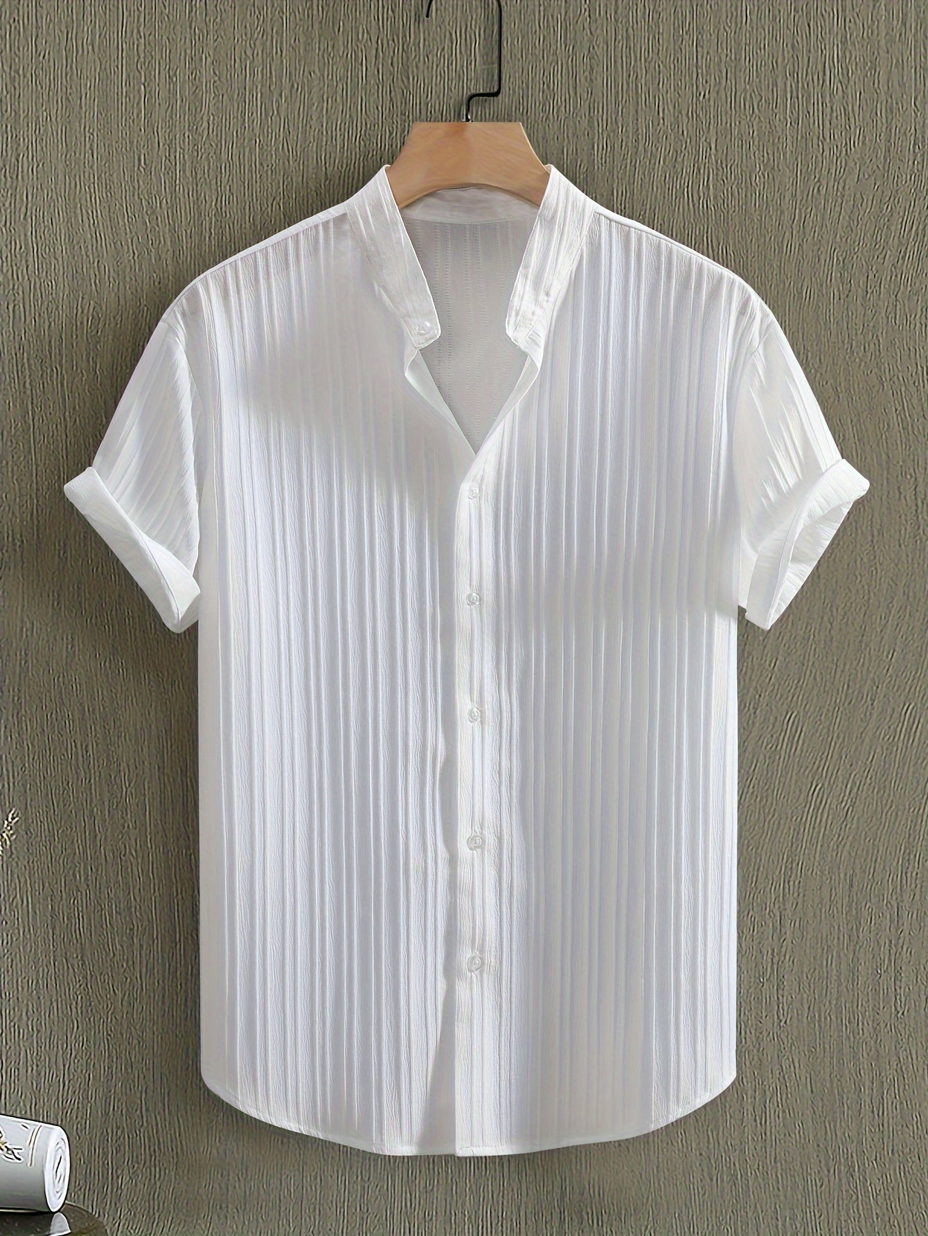 TEXTURED BUTTON FRONT SHIRT FOR MEN