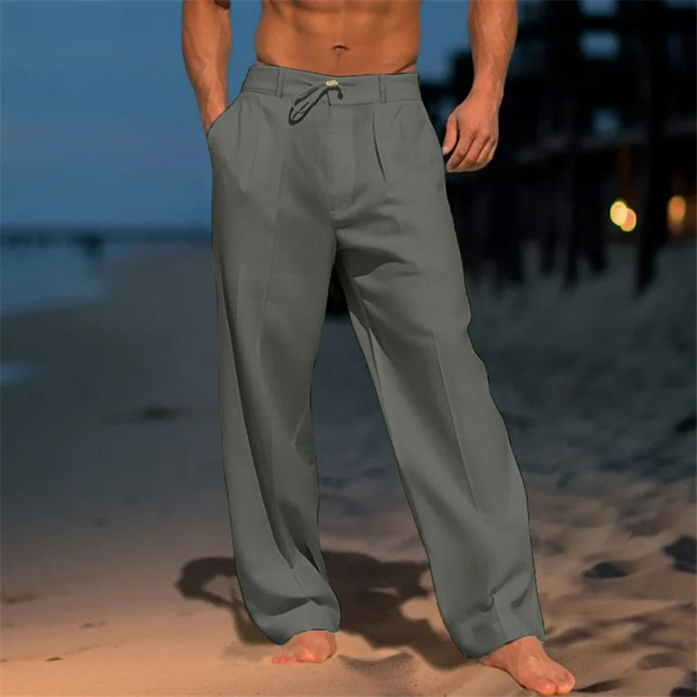 SLIM LINEN TROUSERS FOR MEN