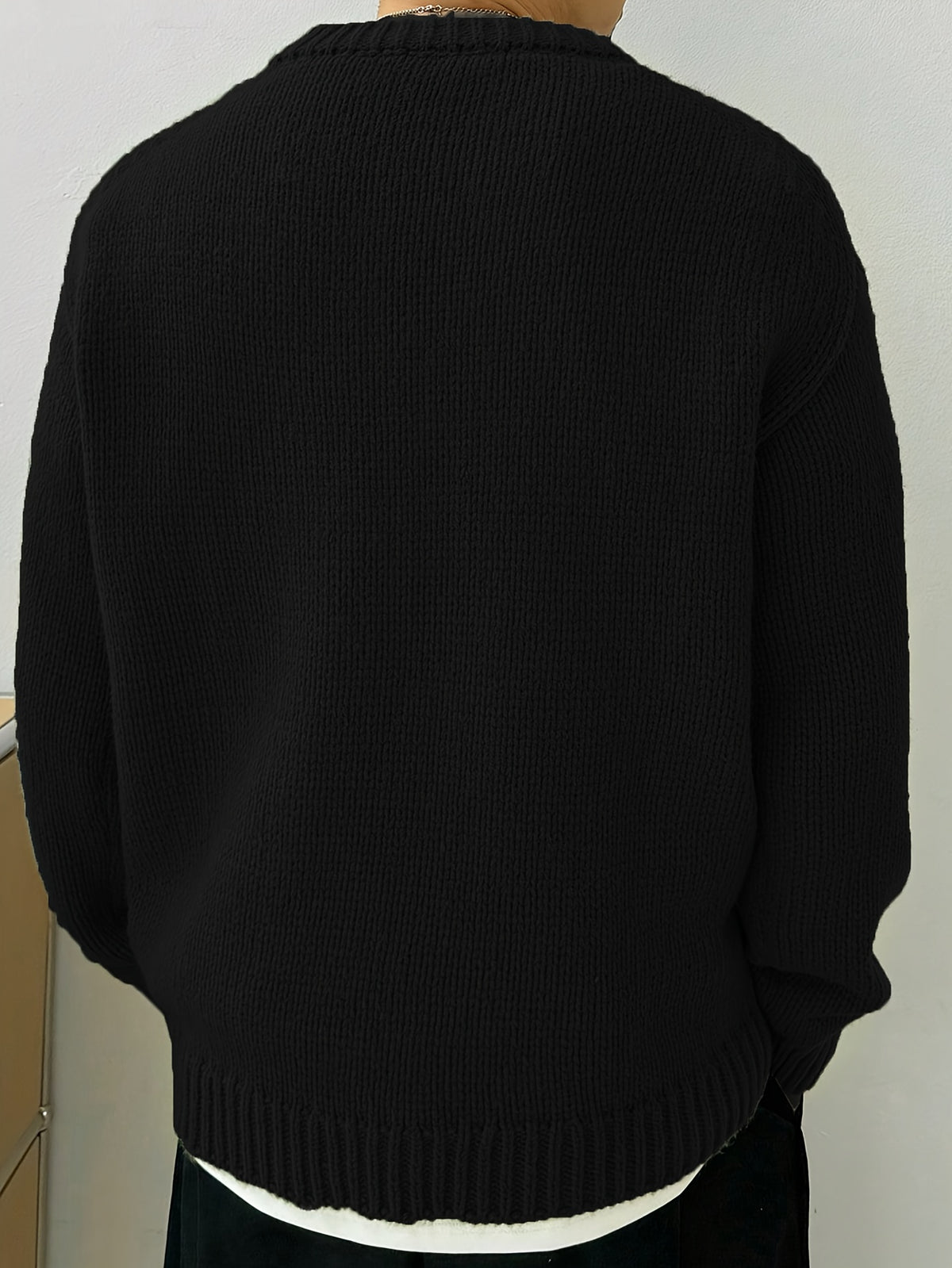 SOLID KNIT CREWNECK SWEATER FOR MEN