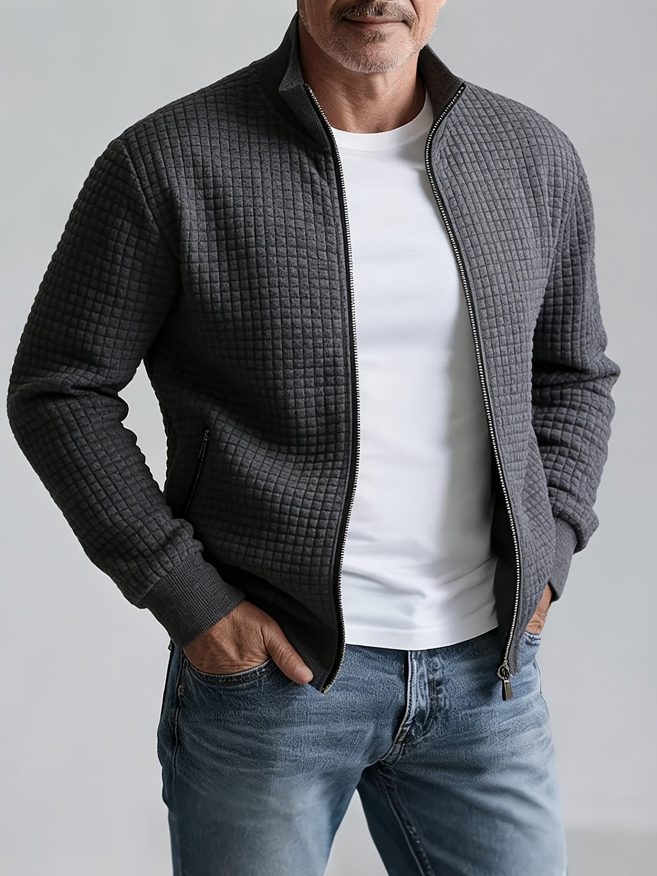 WAFFLE ZIP JACKET FOR MEN