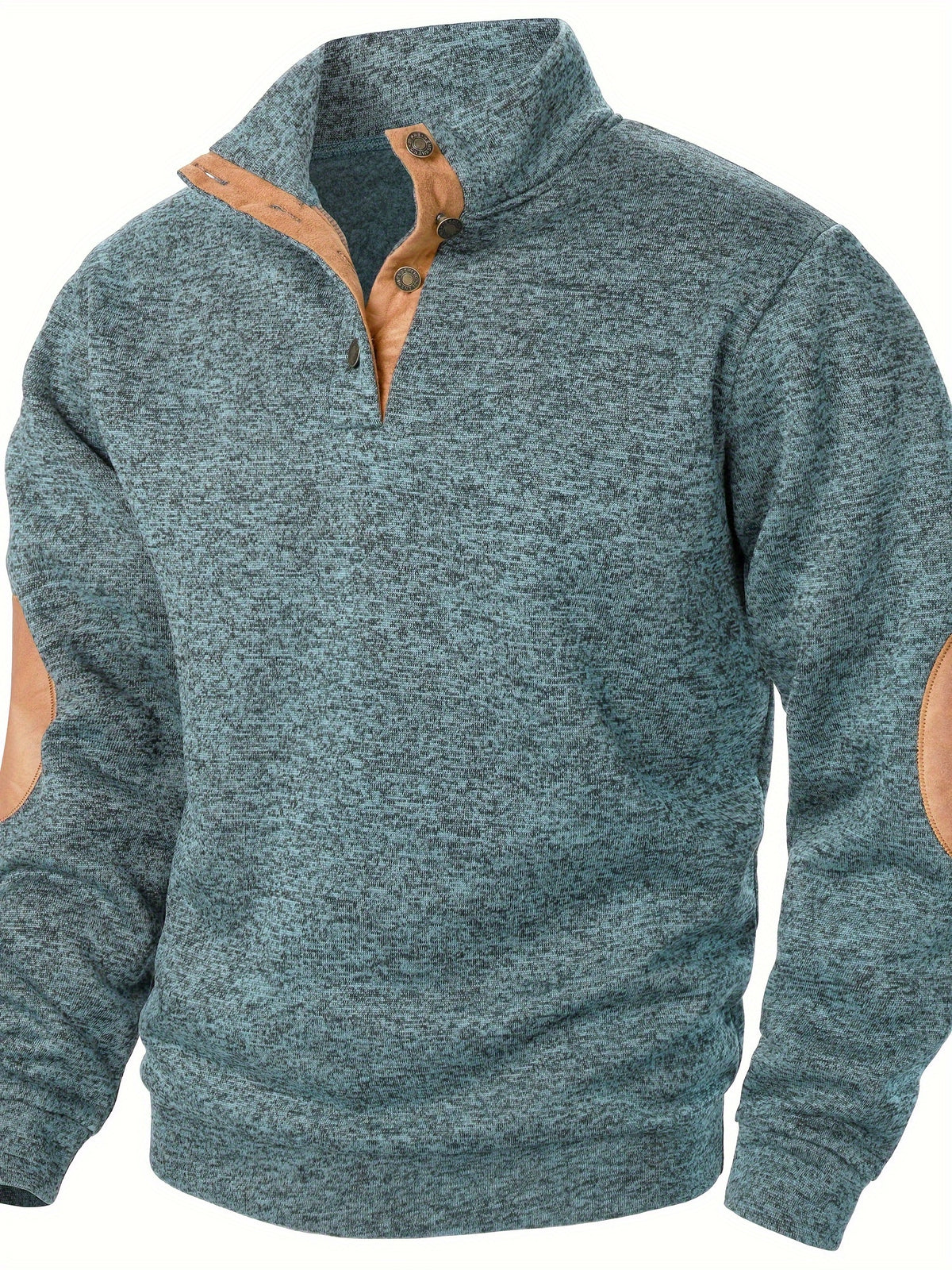 STAND COLLAR BUTTON KNIT SWEATSHIRT FOR MEN