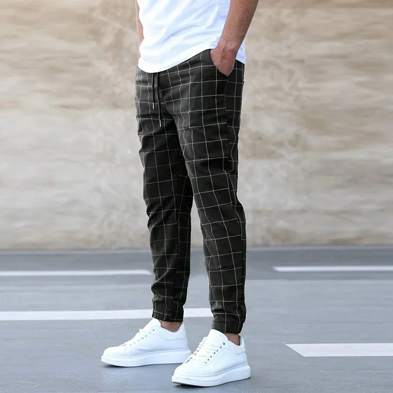 CHECKERED TAPERED JOGGERS FOR MEN