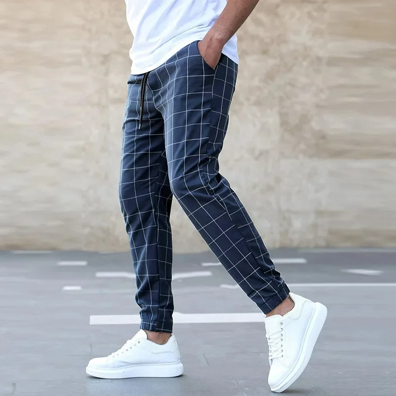 CHECKERED TAPERED JOGGERS FOR MEN