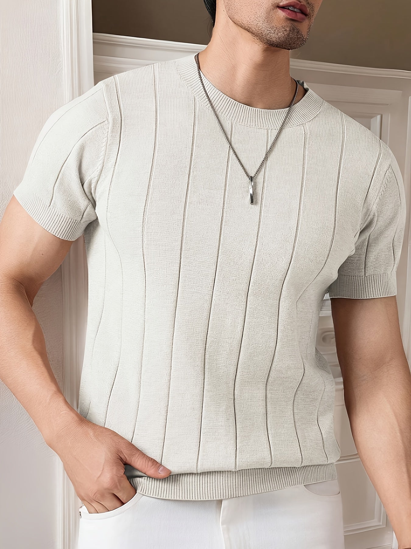 STRIPED KNIT T-SHIRT FOR MEN