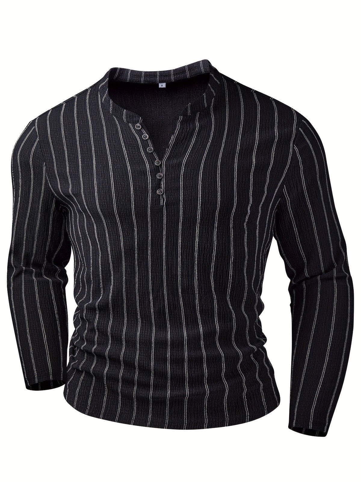 STRIPED KNIT HENLEY FOR MEN