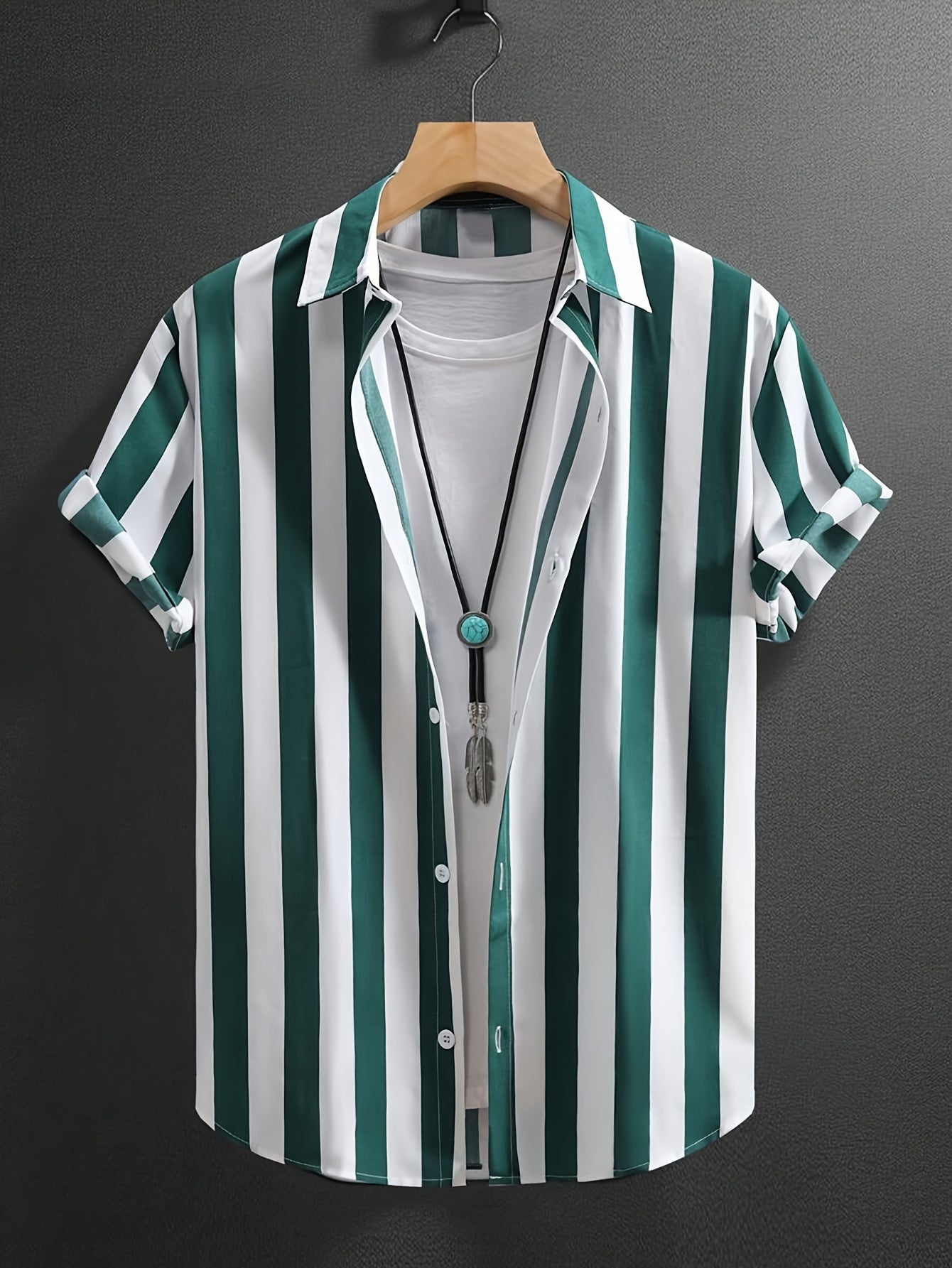 STRIPED BUTTON FRONT SHIRT FOR MEN