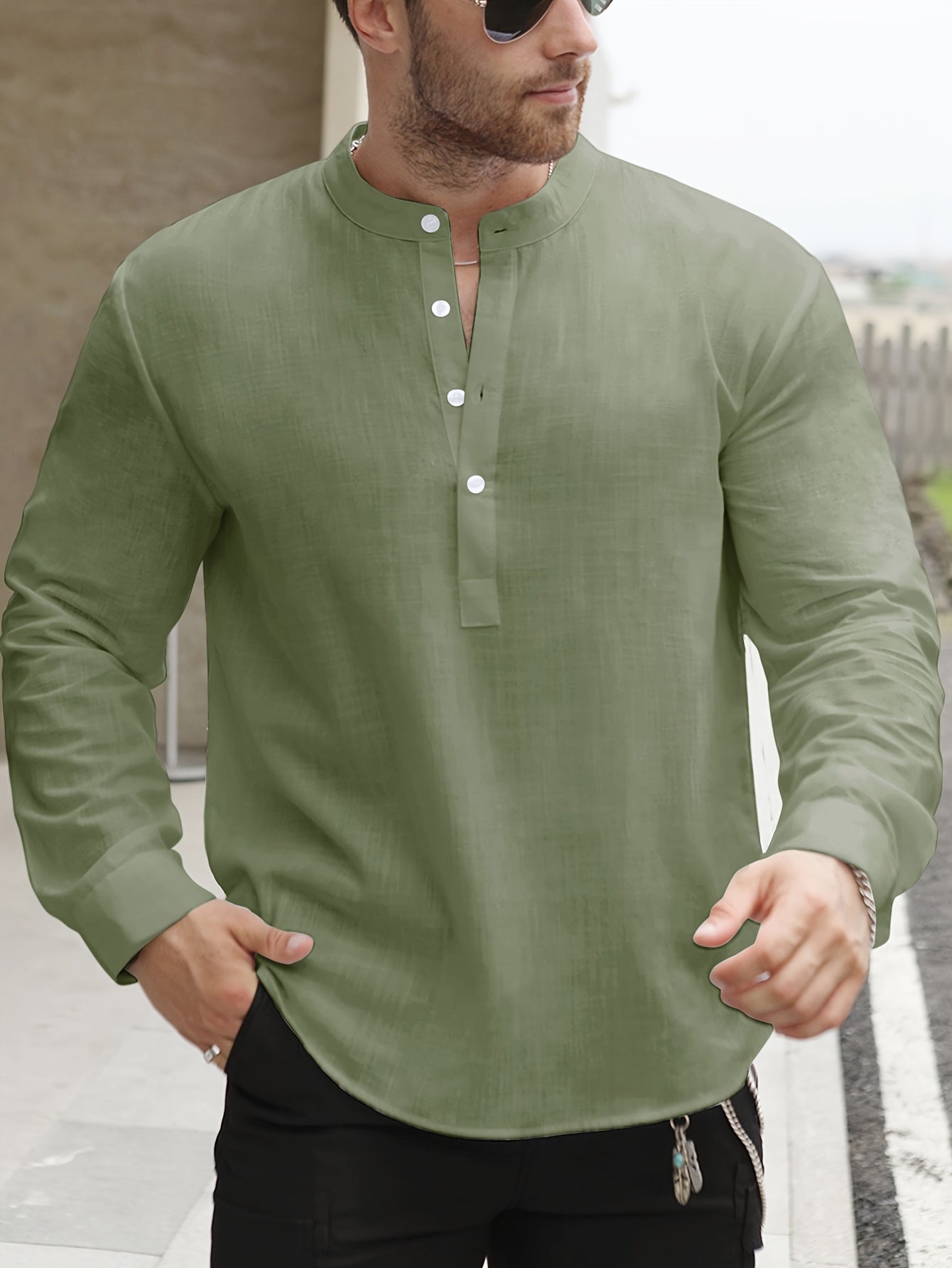 BOAT NECK COTTON SHIRT FOR MEN