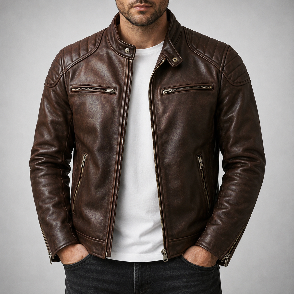 RUGGED MOTO JACKET FOR MEN