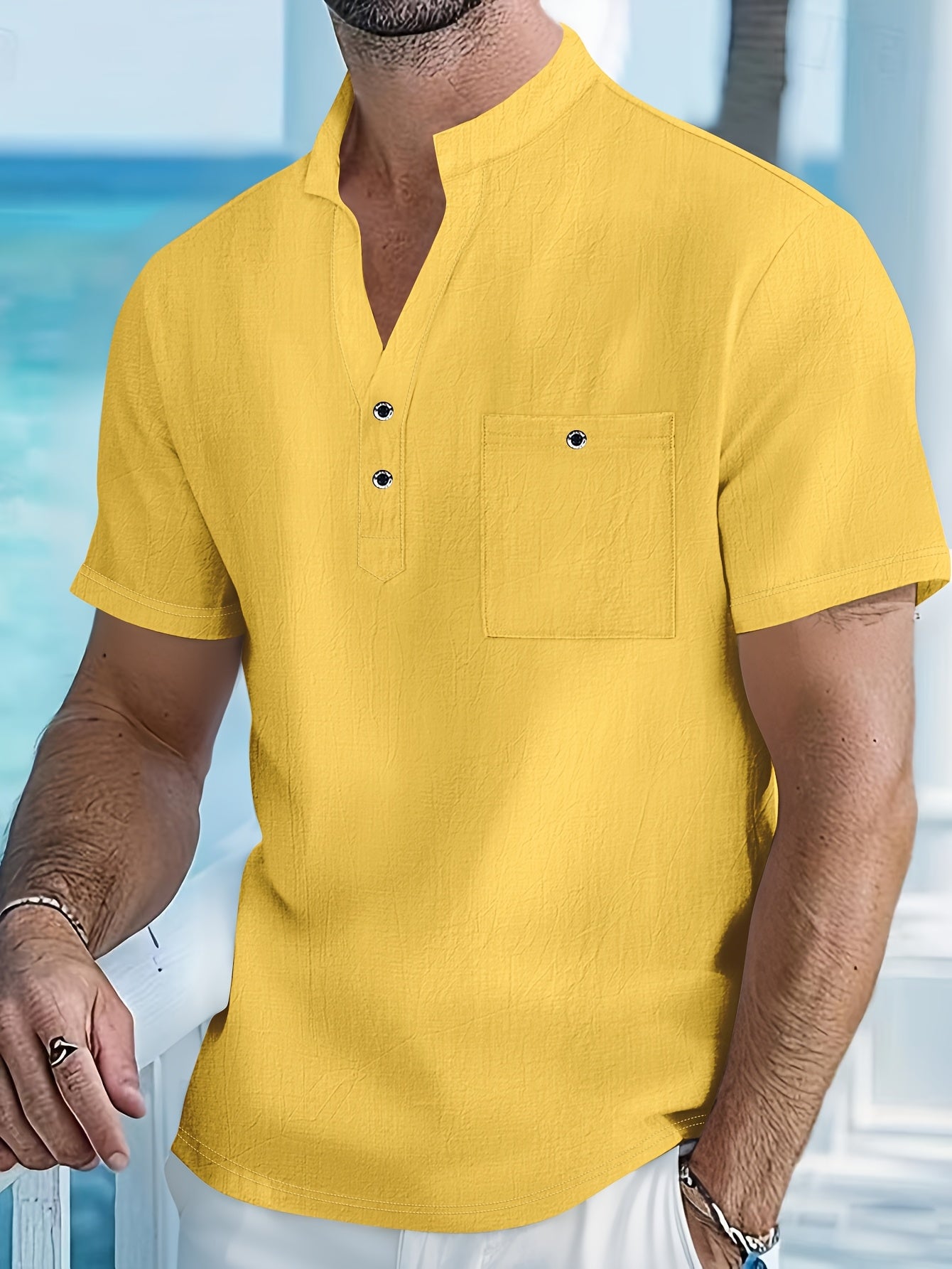 HENLEY COTTON SHIRT FOR MEN