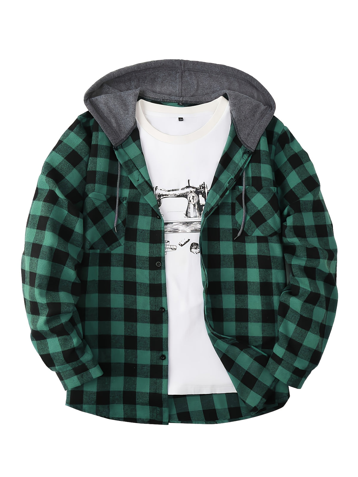 PLAID HOODED SWEATSHIRT FOR MEN