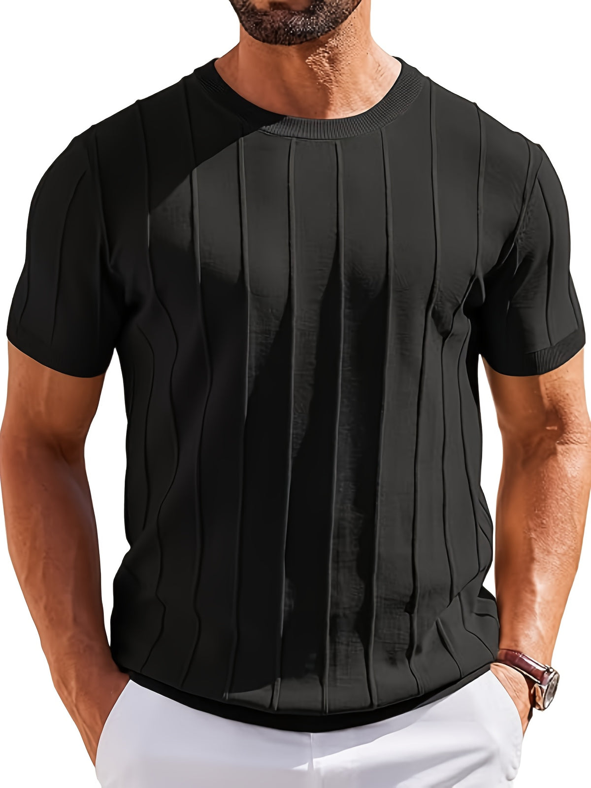 RIB-KNIT T-SHIRT FOR MEN