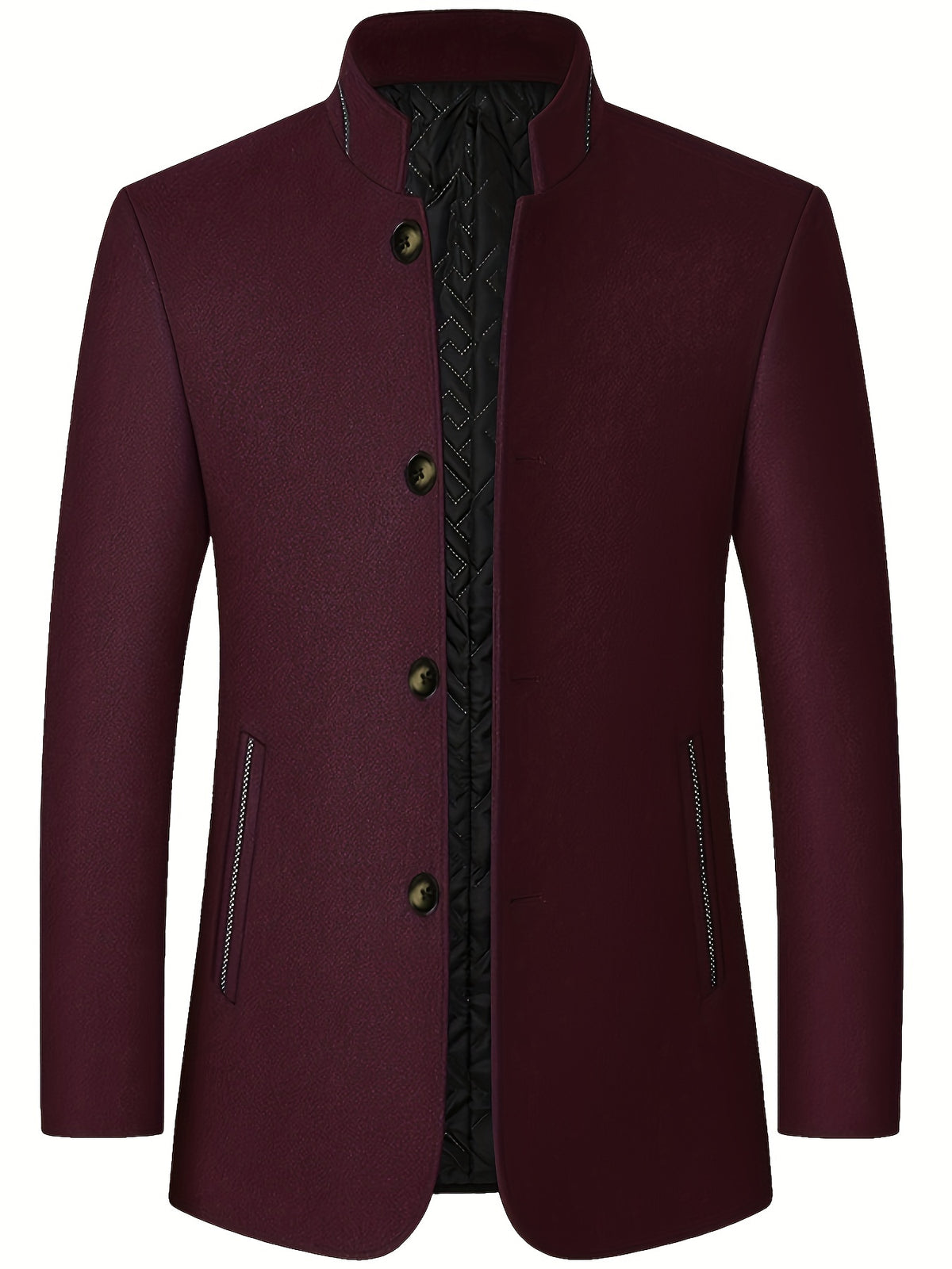 STAND COLLAR TWEED JACKET FOR MEN